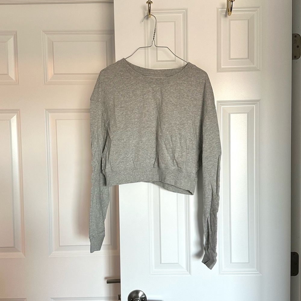 Large grey cotton crop sweatshirt